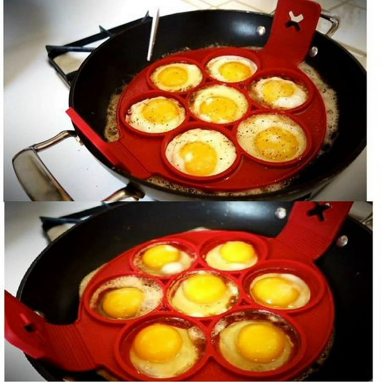 4 Pack Nonstick Egg Maker Mold with Silicone Handle for Frying