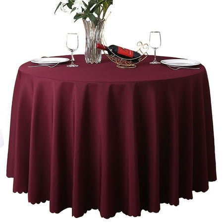 

2 Pack Round Tablecloth Solid Color Polyester Circle Table Protector Washable No Pilling Table Cover For Hotel Wedding Party Banquet Business-Claret-3.2m