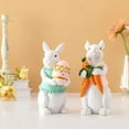 thumbnail image 5 of LSLJS Easter Bunny Figurines, Easter Decorations 6" Resin White Rabbit with Colored Easter Egg Tabletop Ornament, Couple Rabbit Animals Statue Spring Decor Gifts for Home Table Garden Patio, 5 of 8