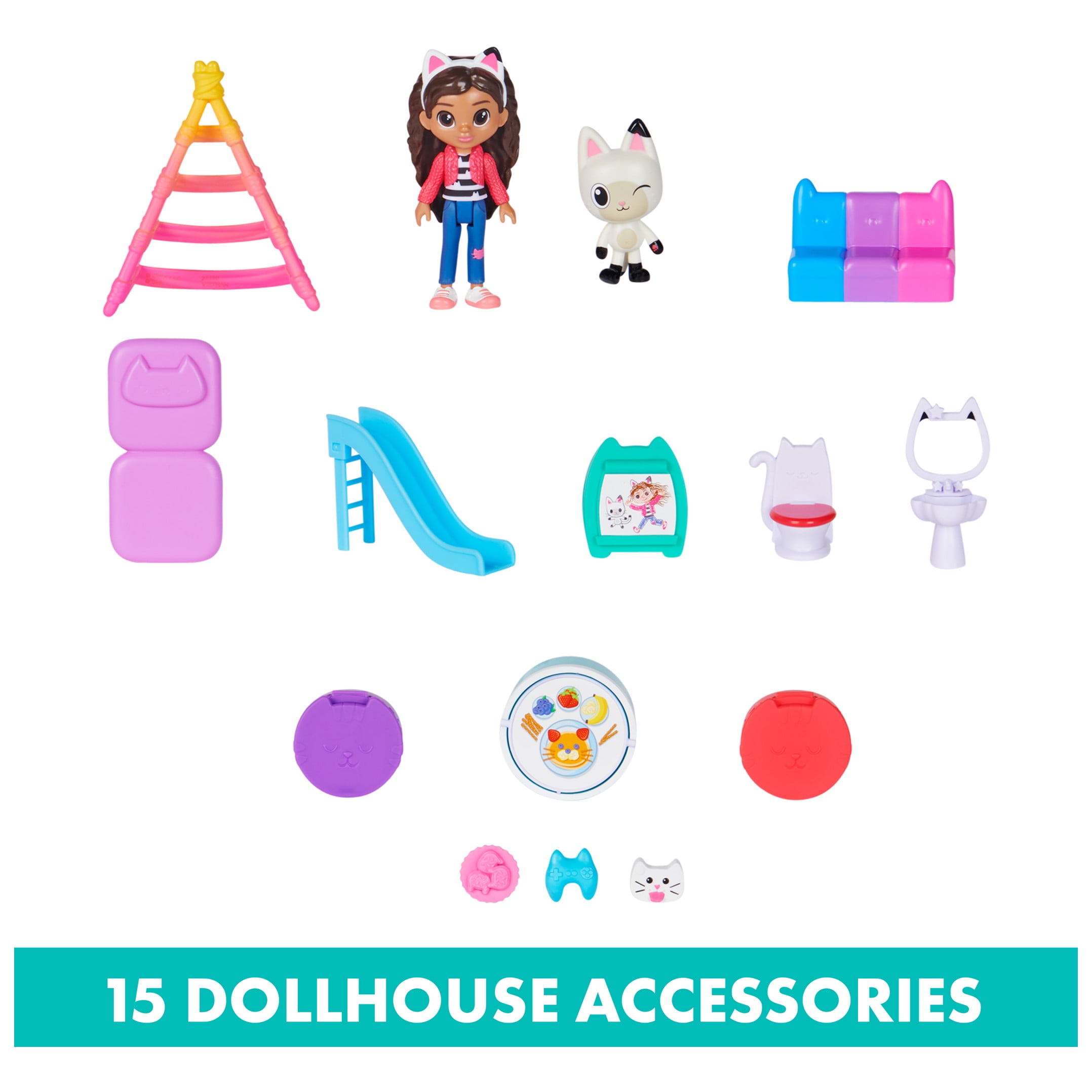 Gabby's Dollhouse, Purrfect Dollhouse 2-Foot Tall Playset with Sounds, 15 Pieces