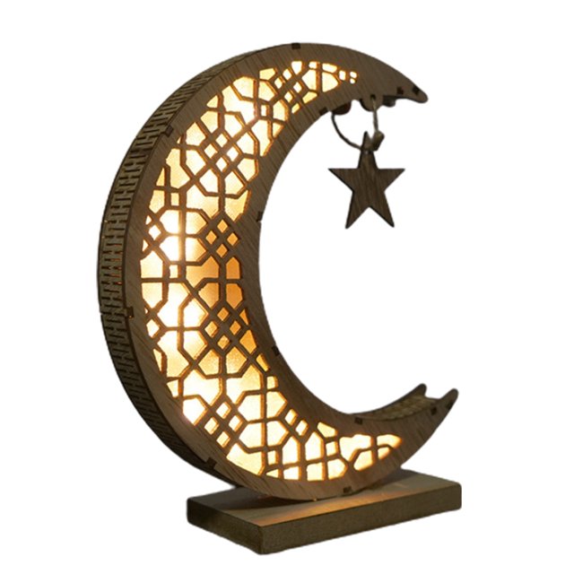 Luces decorativas LED de Ramadán, artesanías de madera, luz de noche para regalo musulmán de Ramadán, decoración de mesa de pared islámica