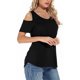 thumbnail image 3 of Txlixc - Camiseta de manga corta para mujer con cuello en V y hombros descubiertos con estampado de flores Txlixc Moda, 3 of 6