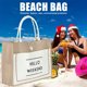 thumbnail image 5 of Bolso de compras de yute para mujer Bolso de playa de hombro informal para mujer (L blanco) Ndcxsfigh Nuevos Originales, 5 of 8
