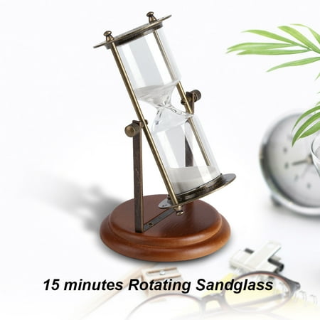 yosoo sand timer decor 15 minutes metal rotating sand glass timer