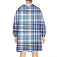 thumbnail image 2 of Blue White and Yellow Checkered Pattern Wearable Oversized Blanket,Wearable Blanket Hoodie for Adults,Cozy Hooded Blankets with Super Pockets,Super Warm Fuzzy Pullover for Women & Men, 2 of 6