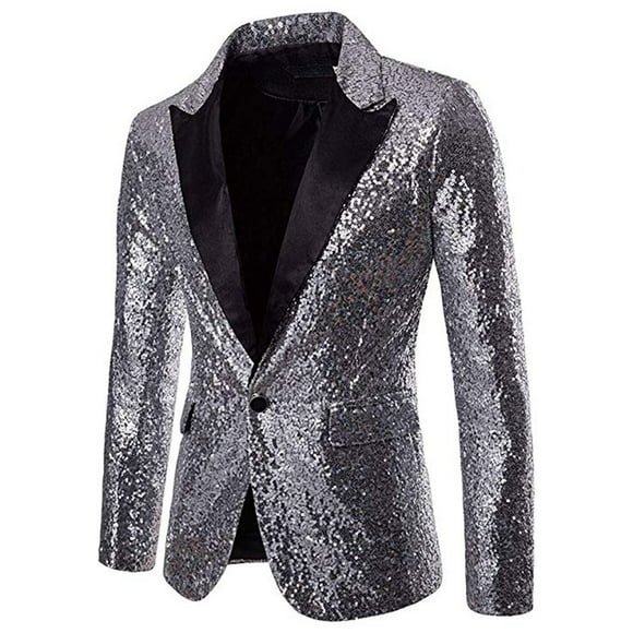 Fortune Veston Scintillant Formel pour Hommes, Veste de Complet à Paillettes, Manteau de Danse Bling pour Hommes, Blazer Gentleman Formel