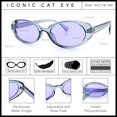 thumbnail image 3 of SA106 Womens Simple Classical Oval Thin Plastic Sunglasses / Slate Frame - Purple Lens, 3 of 8