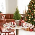 thumbnail image 4 of Round Tablecloth White Christmas Decorations Elastic Edge Fitted Gingerbread Man Snowflake Candy Cane Plastic Table Cover,Waterproof Oil Proof for Dinner,Outdoor, Picnic, 36" - 44"&nbsp; DIA Tables, 4 of 9