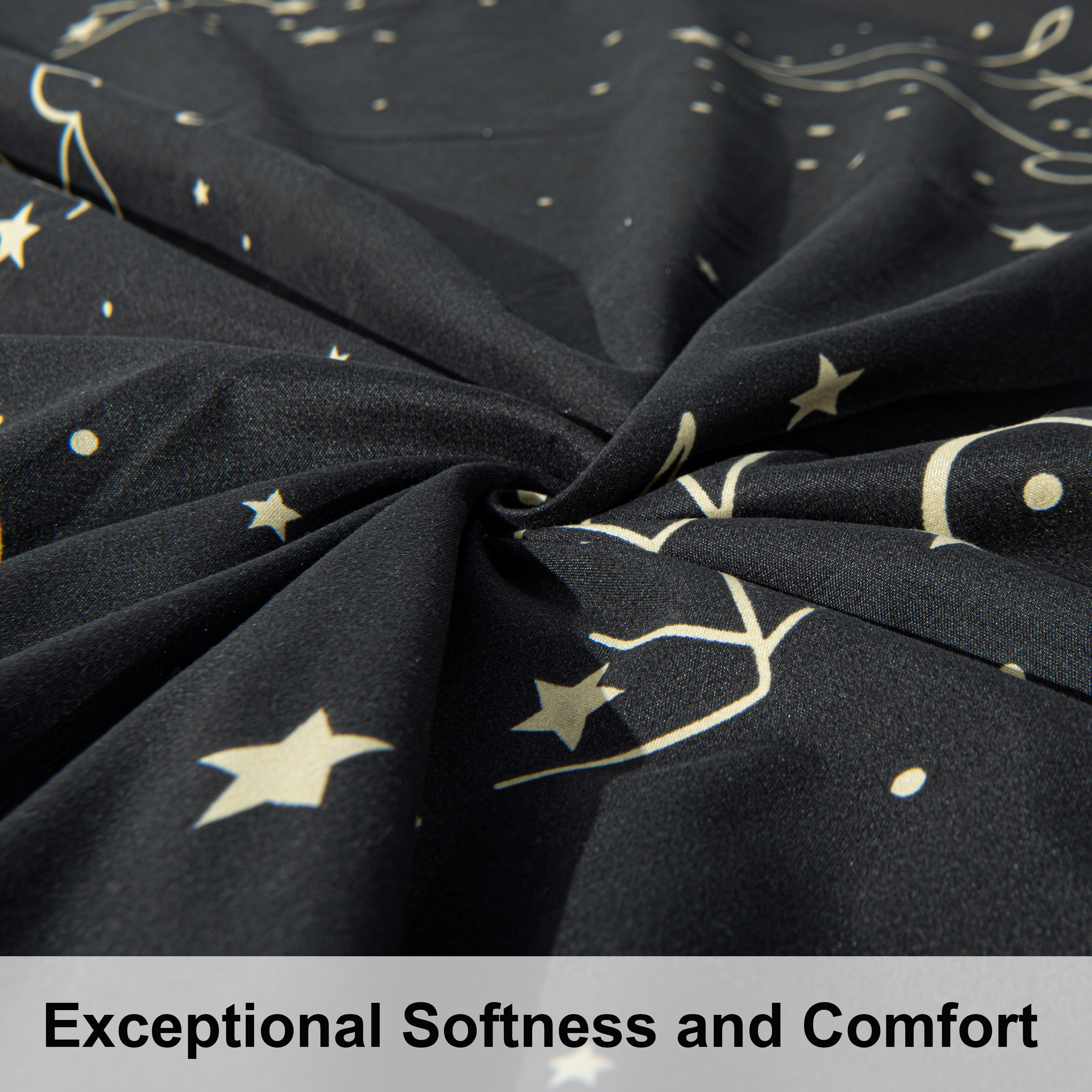 Flxxie Ultra Soft and Breathable Microfiber Duvet Cover Set with Hidden Zipper Closure and Corner Ties, Constellation Print, Twin, 68x90 inches, 2 Pieces