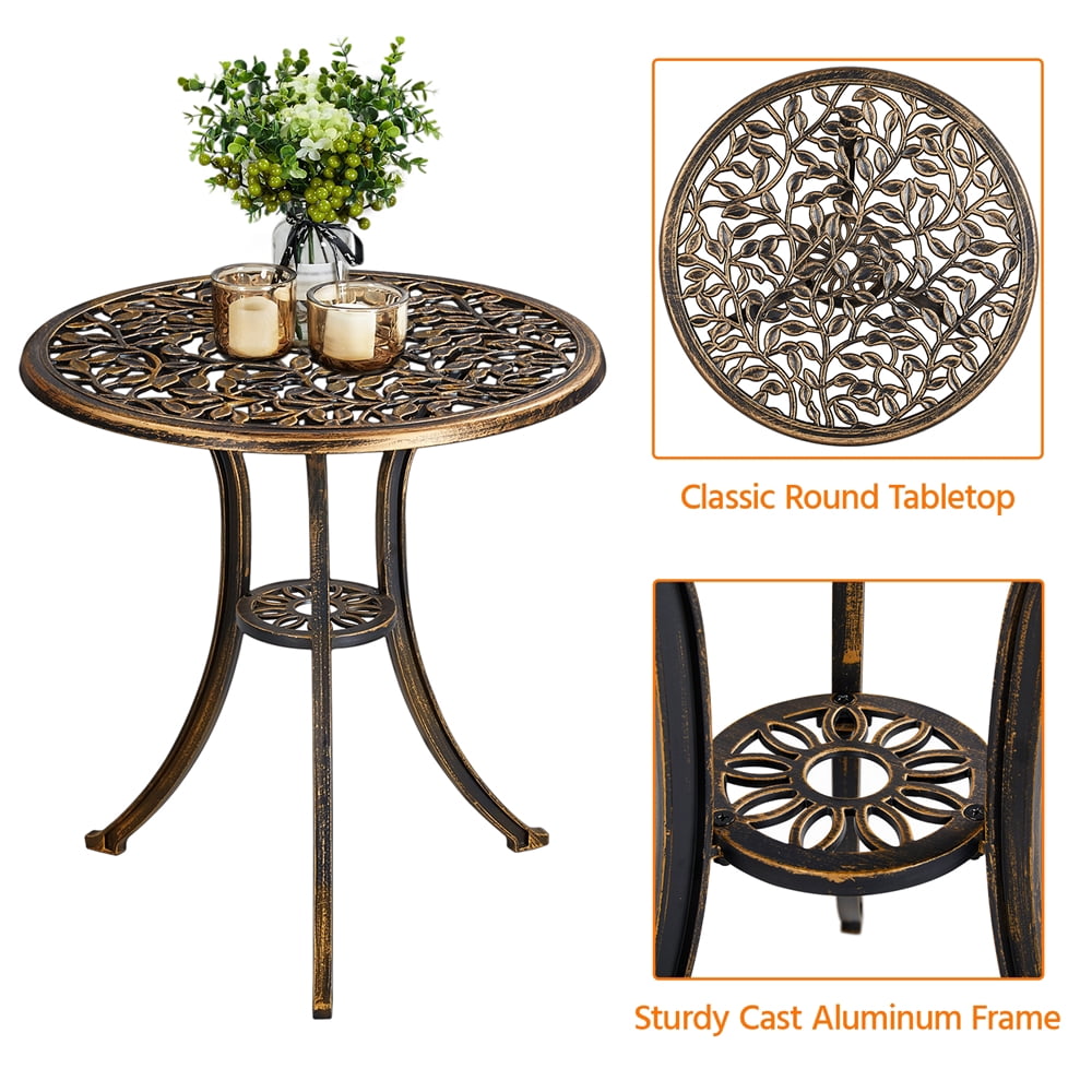 Topeakmart 3-Piece Cast Aluminum Patio Bistro Table Set Outdoor Furniture, Bronze