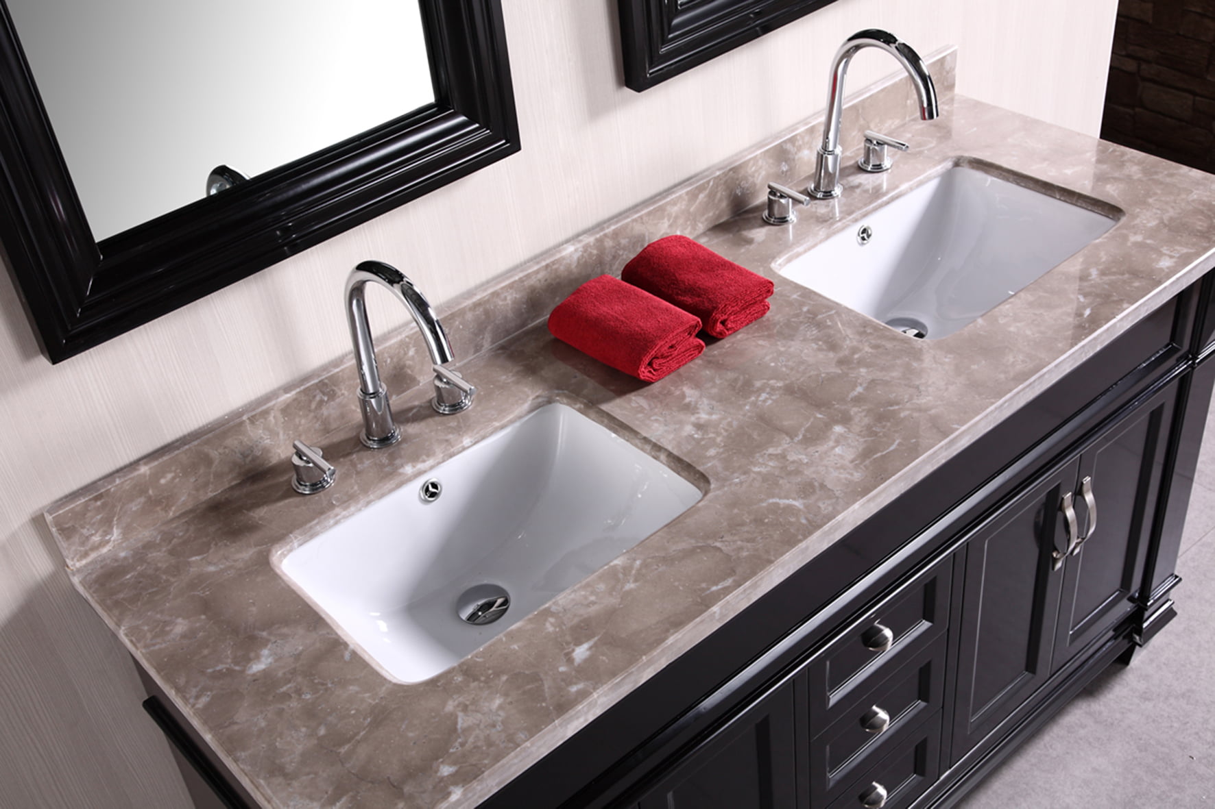 Design Element Hudson 61 Double Sink Bathroom Vanity Set In Espresso With Badal Gray Marble Top Walmartcom Walmartcom