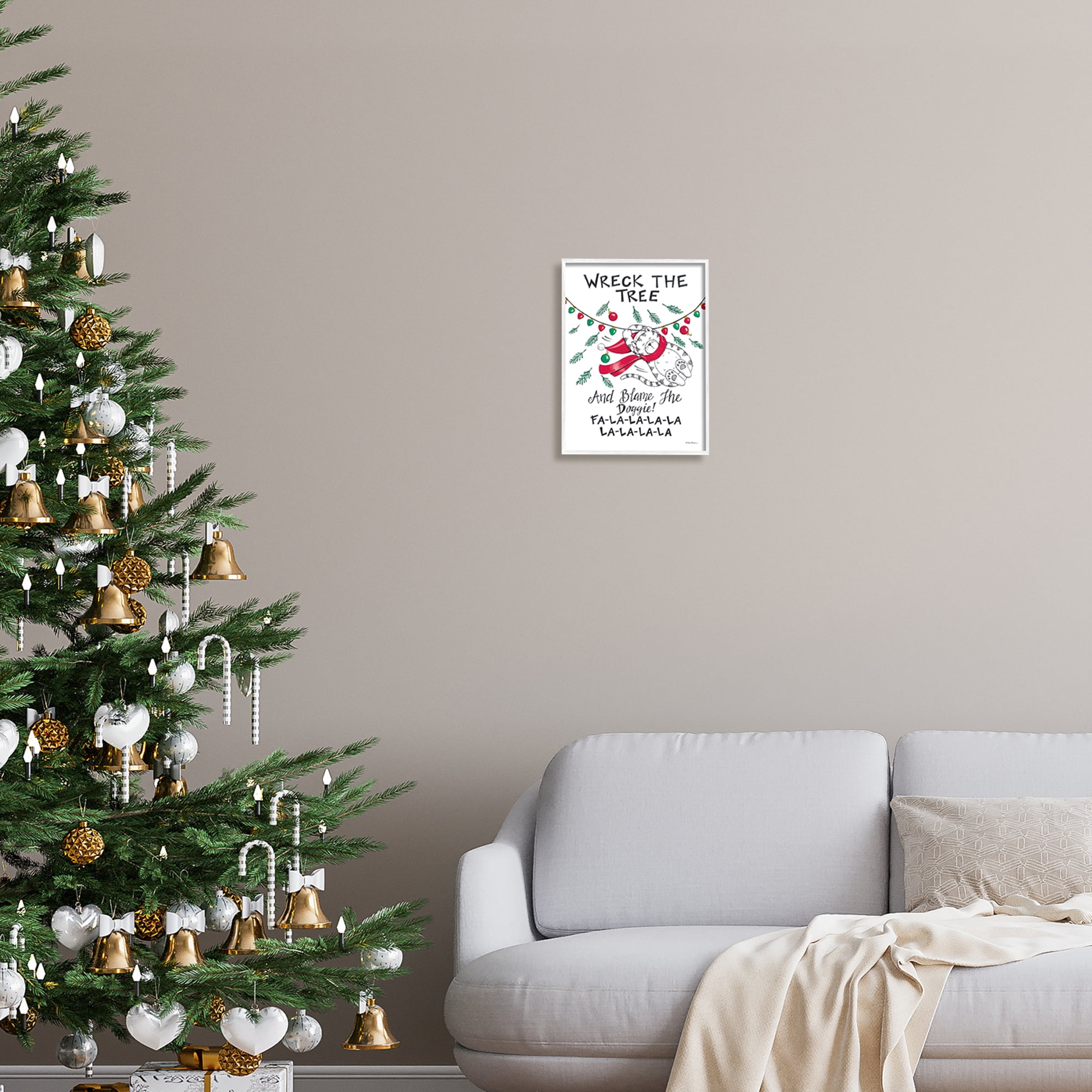Stupell Industries Funny Pet Christmas Song Holiday Painting White Framed Art Print Wall Art, 11 x 14