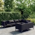 thumbnail image 1 of vidaXL 7 Piece Garden Lounge Set with Cushions Poly Rattan Dark Grey, 1 of 4