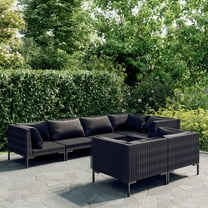 vidaXL 7 Piece Patio Lounge Set with Cushions Poly Rattan Dark Gray