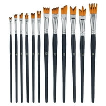 U.S. Art Supply 12 Piece Special Effects Artist Paint Brush Set - Professional Taklon Synthetic FX Brushes, Ribbon, Muti-Liner, Angular - Create Grass, Hair, Fur - Watercolor, Acrylic, Gouache, Oil