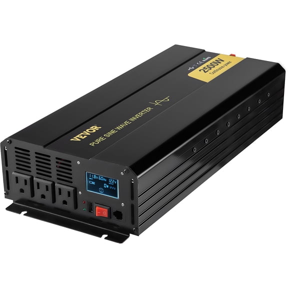 Inversor de corriente VEVOR de 2500 W, onda sinusoidal pura, 12 V DC a 120 V AC