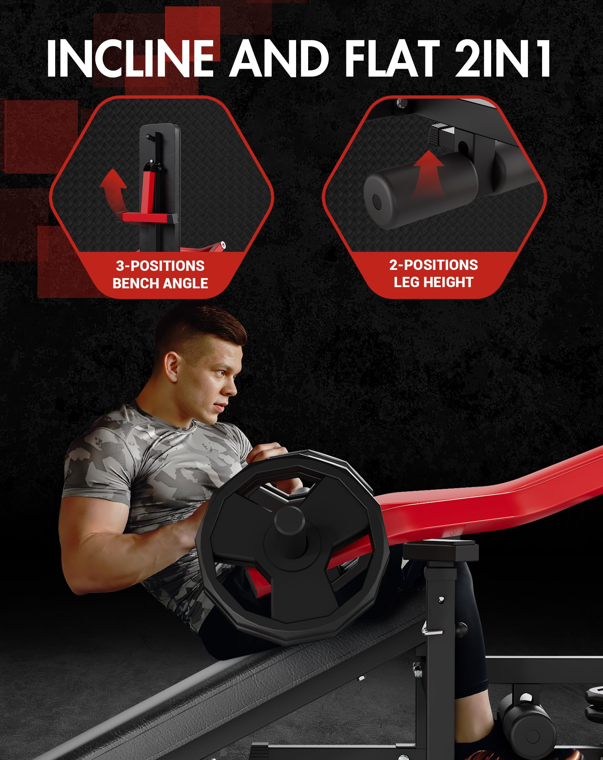 TROPOW Bench Press Machine, 3-in-1 Chest Press Machine, with Independent Converging Arms, Adjustable Flat/Incline/Decline Bench for Home Gym, Chest, AB Workouts, Shoulder Training