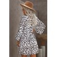 thumbnail image 1 of ABPHQTO Mini vestido con volantes y cuello en V con estampado de leopardo blanco para mujer, 1 of 5