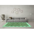 thumbnail image 3 of Ahgly Company Indoor Round Checkered Turquoise Blue Modern Area Rugs, 6' Round, 3 of 4