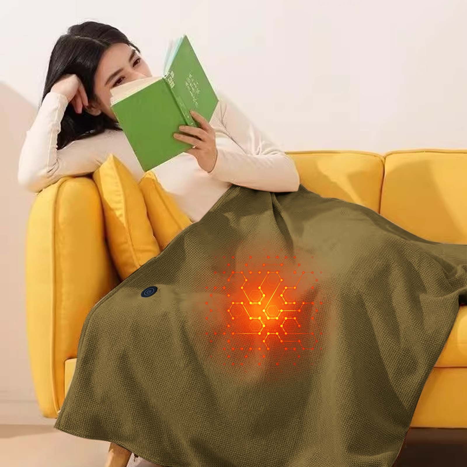 Portable Heated Shawl Wraps Battery Operated, Portable Soft Zipper Electric Heated Blanket Shawl with 3 Heating Levels,USB Heated Blanket Fast Heating Shawl Wraps for Women,(Larger Pockets)