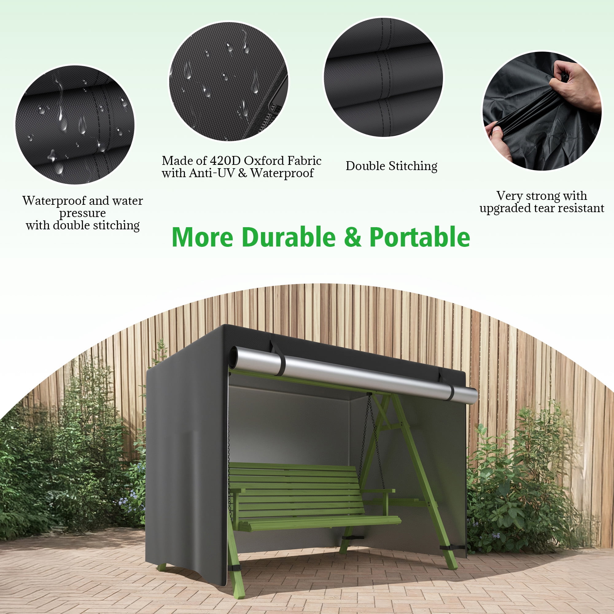 COSYUMI Outdoor Swing Covers for 3 Seater, Patio Swing Cover for Outdoor Patio Swing, Waterproof Hammock & UV Resistant Swing Canopy Cover, Garden Swing Chair Cover Furniture Protector,65x49x66Inch
