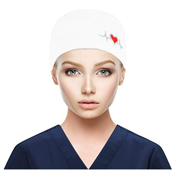 AOOCHASLIY Hats for Women Clothes Scrub Cap With Buttons Bouffant print Hat With Sweatband for Womens and Mens