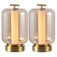 thumbnail image 4 of JONATHAN Y Milou 10.75" Vintage Glam Lantern Rechargeable/Cordless Dimmable Integrated LED Table Lamp with Touch Sensor, Gold/Amber (Set of 2), JYL7160A-SET2, 4 of 6