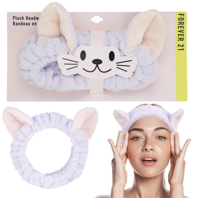 Diadema De Felpa Forever 21 - Diadema De Spa De Felpa De Oso Morado Diadema Kawaii Para Lavarse La Cara | Artículos Esenciales Para El Spa Y Accesorios Para El Cuidado Personal