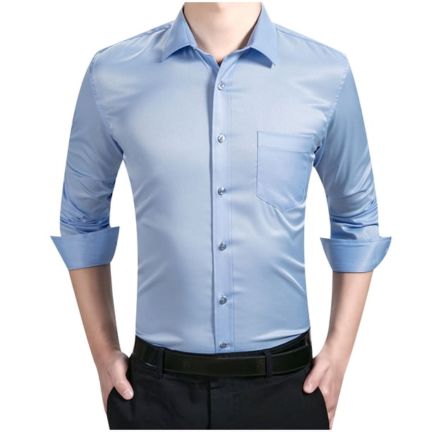 Camisa de hombre Elástica Slim Business Camisa de manga larga Pompotops oipoqjl48026