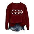 thumbnail image 4 of Tiweut Casual Womens Sweatshirts Long Sleeve Crewneck Graphic Printed Loose Fit Pullover Relaxed Fit Blouses Wine,S, 4 of 4