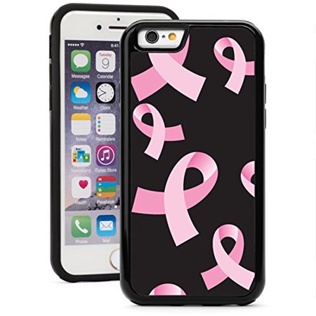 Apple Pink Ribbon - For Apple iPhone Shockproof Impact Hard Soft Case Cover Pink Breast Cancer Ribbons On Black (Black for iPhone SE)
