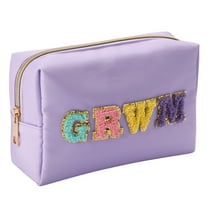 Walmart Purple GRWM Cosmetic Bag Pouch for Travel, Size 3.0" x 7.5" x 5.0'