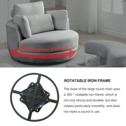 ARCTICSCORPION Modern Fabric Solid Print Swivel Accent Chair with 4 Pillows, Grey Teddy