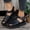 Shoes-A122Black, variant on Womens Slides Buckle Cut out Leather Slides Platformed Chunky Sole Casual Shoes Walking Office Travel Street Daily Casual Summer Outfits
