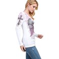 thumbnail image 2 of Vocal Womens Cross Wings with Stitches Rhinestone Long Sleeve Top (X-Large, White), 2 of 3