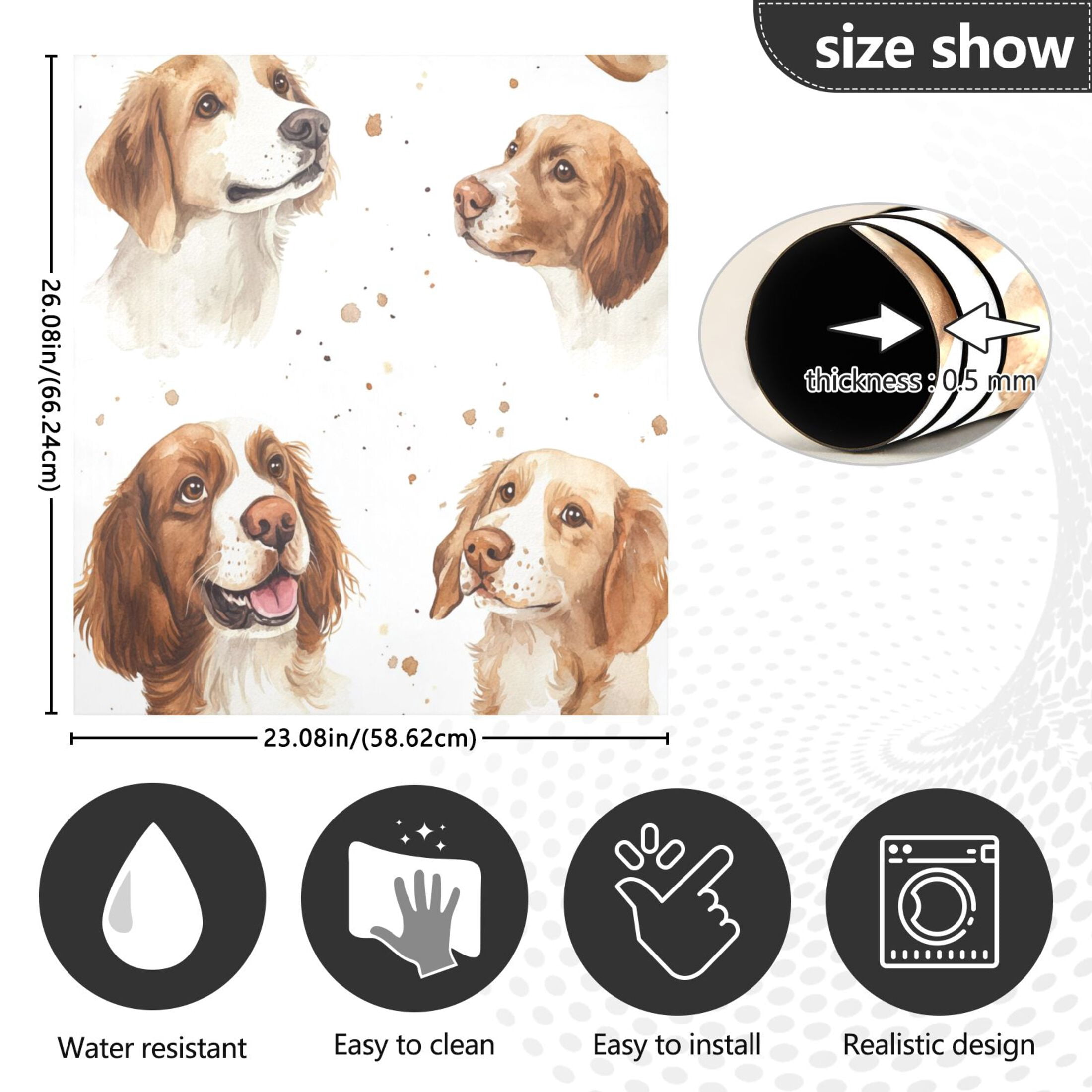 Dishwasher Magnetic Sticker 23x26 Inch Refrigerator Magnetic Sticker Washing Machine Magnetic Sticker Kitchen Panel Magnetic Sticker Home Decor Brown Watercolor Dogs