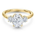 thumbnail image 3 of Gem Stone King 18K Yellow Gold Plated Silver White Moissanite Engagement Ring for Women | 2.56 Cttw | Oval 9X7MM | Gemstone Birthstone | Size 9, 3 of 7