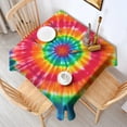 thumbnail image 2 of Colorful Rainbow Tie Dye Spiral Pattern Square Tablecloth,Waterproof Square Table Cover,Wipeable Spillproof Washable Table Cover for Home Kitchen Party Decor 42"X42"(107x107cm), 2 of 6