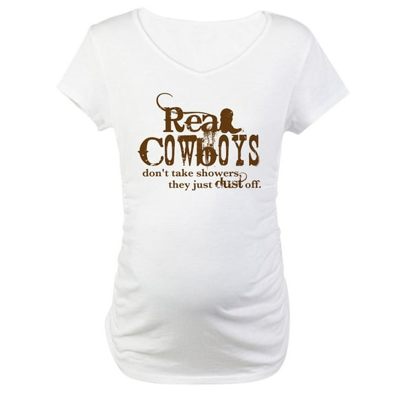 CafePress - Real Cowboys Maternity T Shirt - Cotton Maternity T-shirt, Cute & Funny Pregnancy Tee