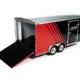 thumbnail image 2 of Four Wheel Enclosed Car Trailer "Yokohama Motorsports" Black and Red for 1/18 Scale Model Cars by Auto World, 2 of 4
