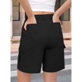 thumbnail image 6 of Women's Denim Pockets Cargo Knee Length Elastic Waist Jorts Shorts for Casual Summer Black L, 6 of 7