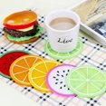 thumbnail image 5 of Posavasos de silicona para bebidas, posavasos a prueba de calor, posavasos redondos con forma de fruta, con aislamiento térmico eficaz a prueba de quemaduras (10 unidades, amarillo, 5 of 5
