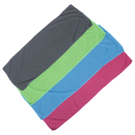 4Pcs Sports Swimming Towel Instant Cold Cooling Towel Quick Dry Absorbent Bath Towels Microfiber Towel Facecloth for Running Camping Hiking Yoga Gym (Random Color)