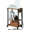thumbnail image 6 of Industrial Printer Stand with Charging Station, 3-Tier Printer Table, Rolling Printer Cart with Adjustable Shelf and Hook, Rustic Brown and Black, 6 of 6