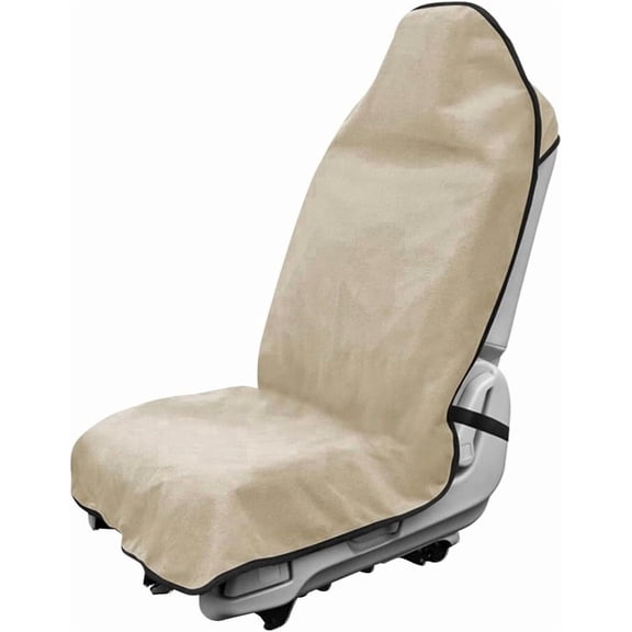 Chasenew 1PCS Car Towel Seat Cover, Waterproof Sweating Non-Slip Premium Soft Towel Carseat Protector, Universal Machine Washable Car Truck SUV Front Seat Cover for Gym Workout Beach Hiking (Beige)
