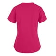 thumbnail image 3 of Womens Scrub Top V-neck Solid Color Overalls Partial Positioning Printing Short Sleeve Working Uniform Tops, 3 of 6