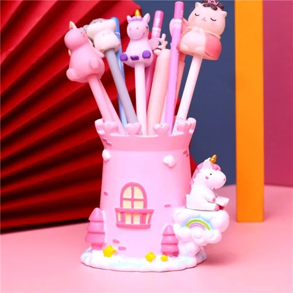 Castle Design Resin Pen Holder Pencil Organizer For Desk Storage Decor