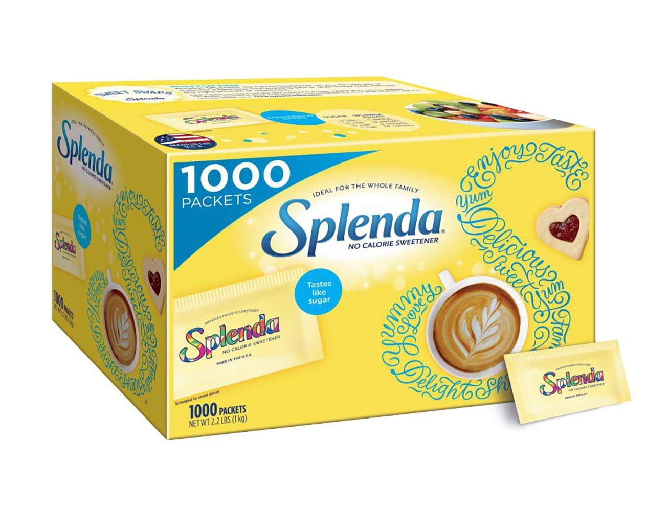 splenda no calorie sweetener value pack, 1000 individual packets, 2.2 lbs