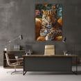 thumbnail image 5 of Mudket Luxury Leopard on Gold Couch Canvas Wall Art, Leopard Print Room Decor Framed Ready to Hang for Living Room Office - 12"L x 8"W, 5 of 10