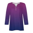 thumbnail image 4 of aidice Womens Shirts Casual 3/4 Sleeve Notched V Neck Button Comfy Fitting Gradient Color Tee Shirts, 4 of 5